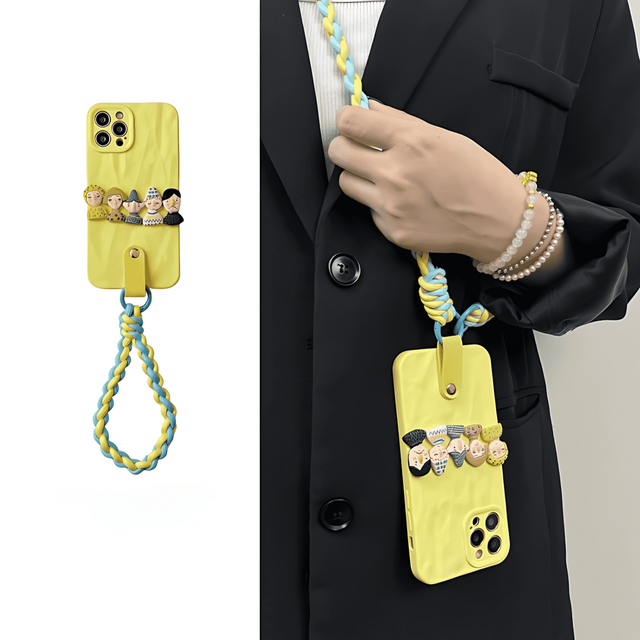 3D Cartoon Gelb mit Gelb Handschlaufe Crossbody Lanyard