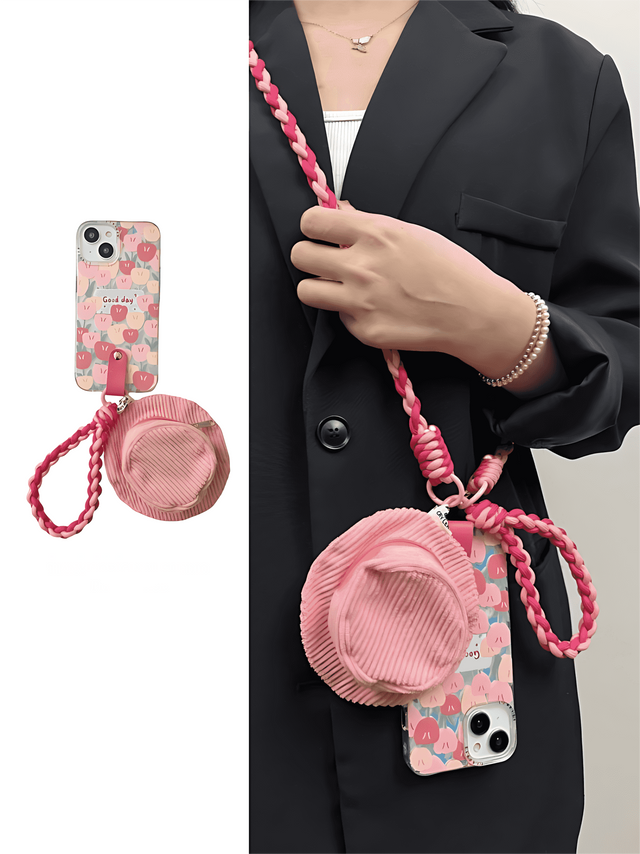 Aurora Pink Floral Good Day with Corduroy Fisherman's Hat & Handcrafted Lanyard Strap