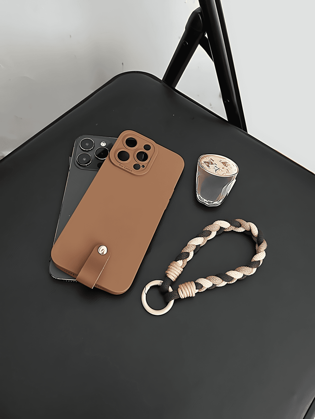 Coffee Brown Silicone Case with Coffee Cup Stand and Braided Lanyard