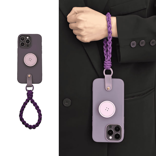 Matte Purple Silicone Case with Button Stand and Braided Strap